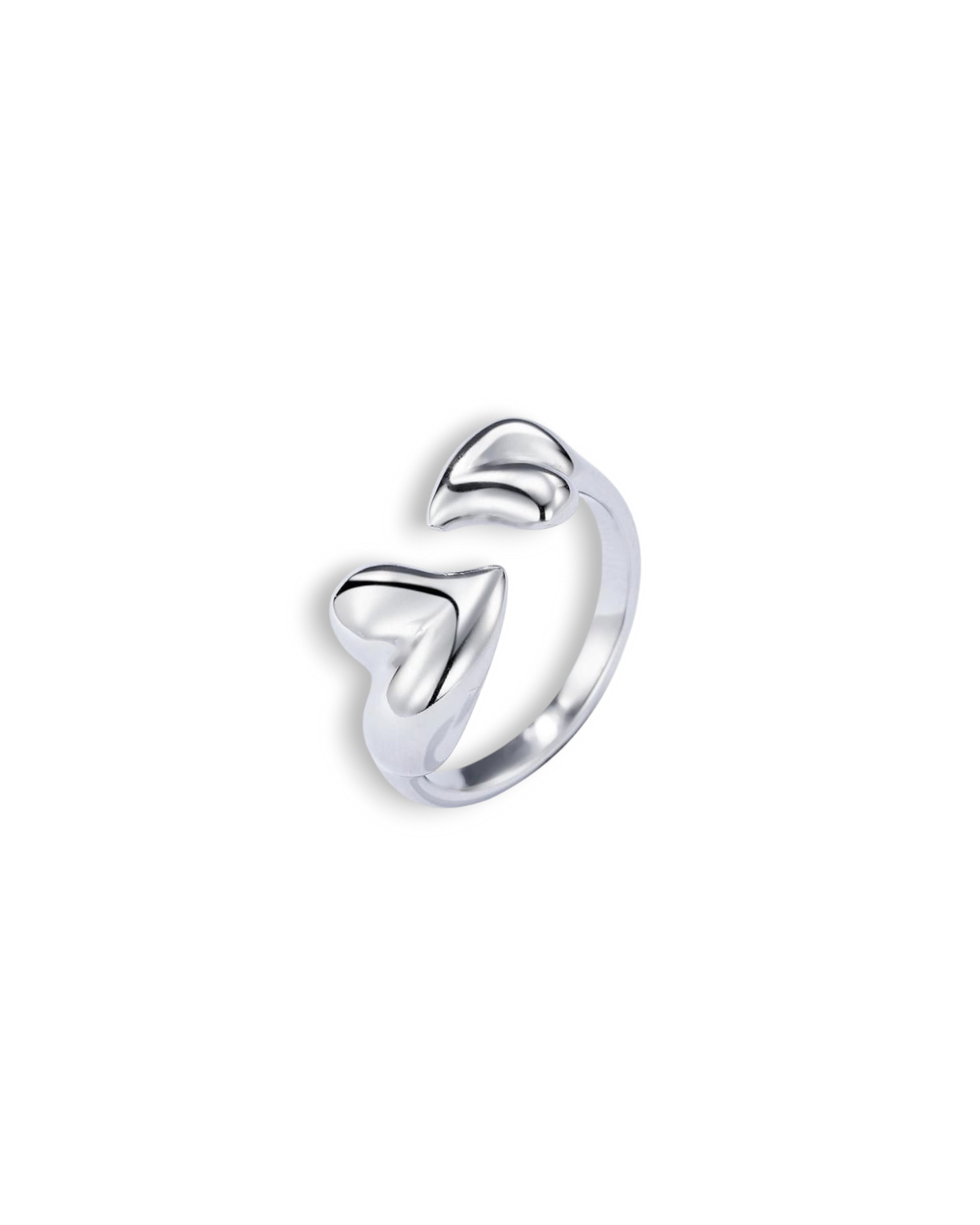 Bague coeurs acier inoxydable argenté