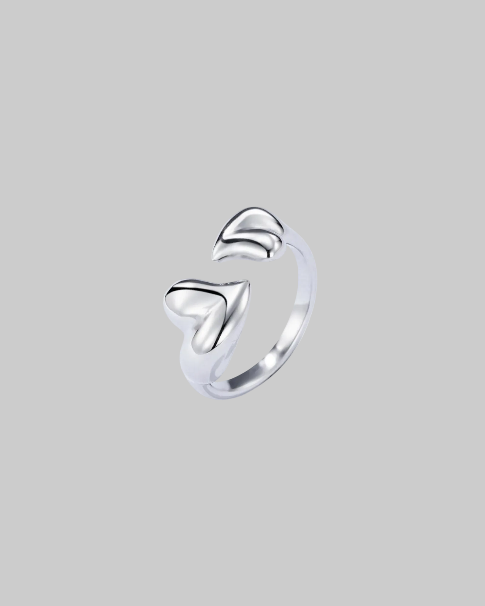 Bague coeurs acier inoxydable argenté
