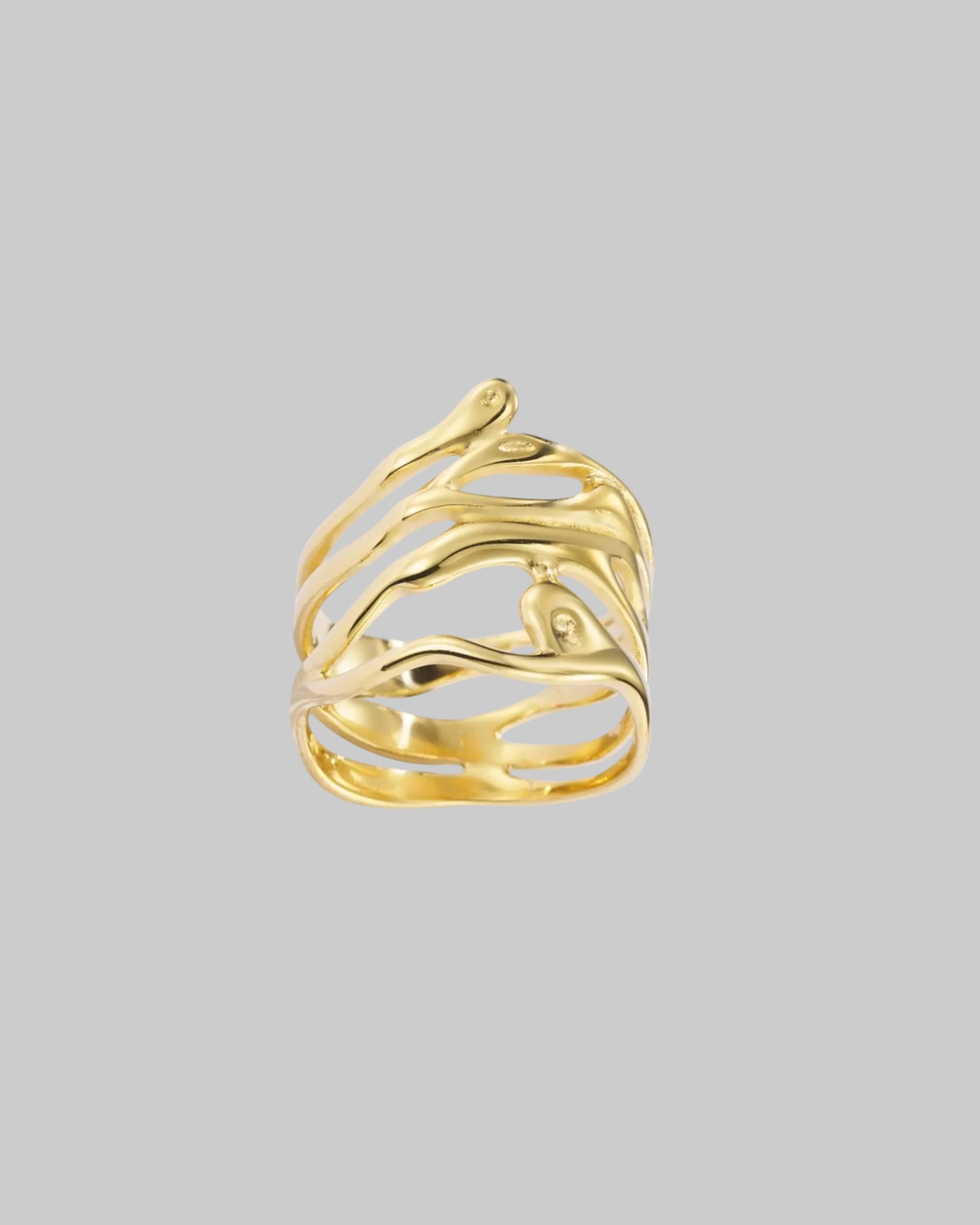 bague en acier inoxydable dore avec design moderne