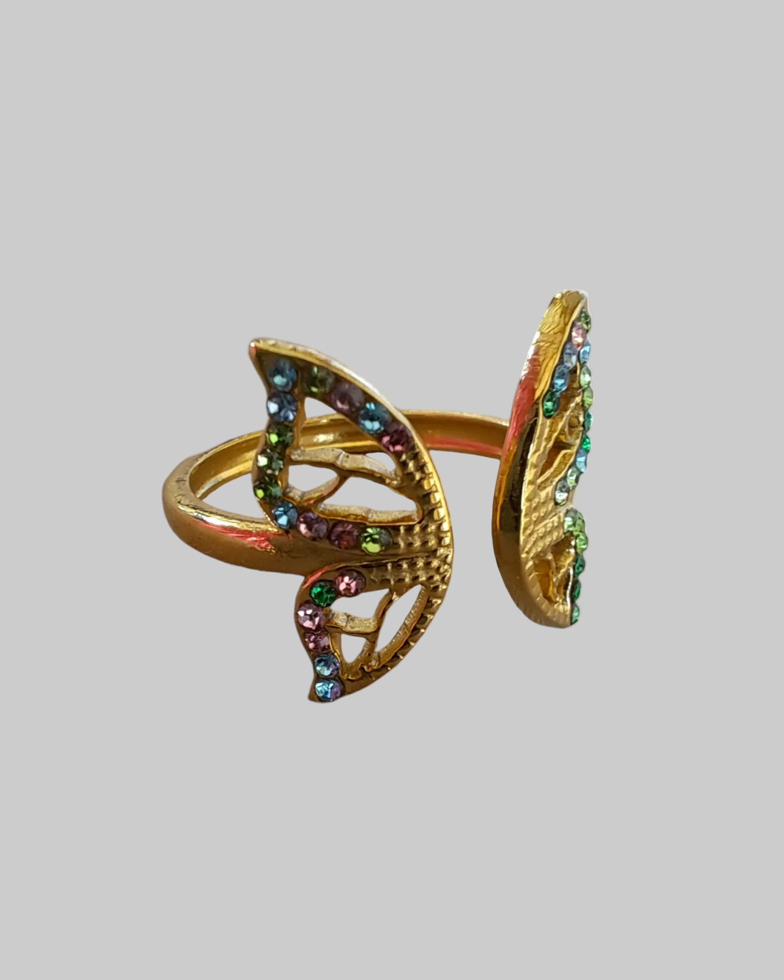bague papillon en acier inoxydable doré