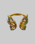 bague papillon en acier inoxydable doré