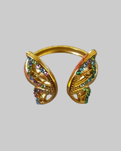 bague papillon en acier inoxydable doré