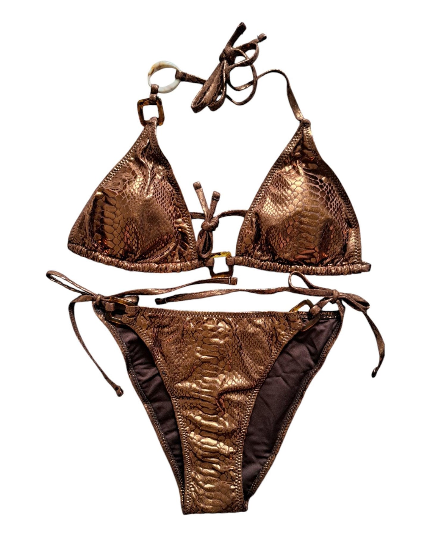 BIKINI MARRON MOTIF PEAU DE SERPENT - MY SWIMWEAR'S SHOP