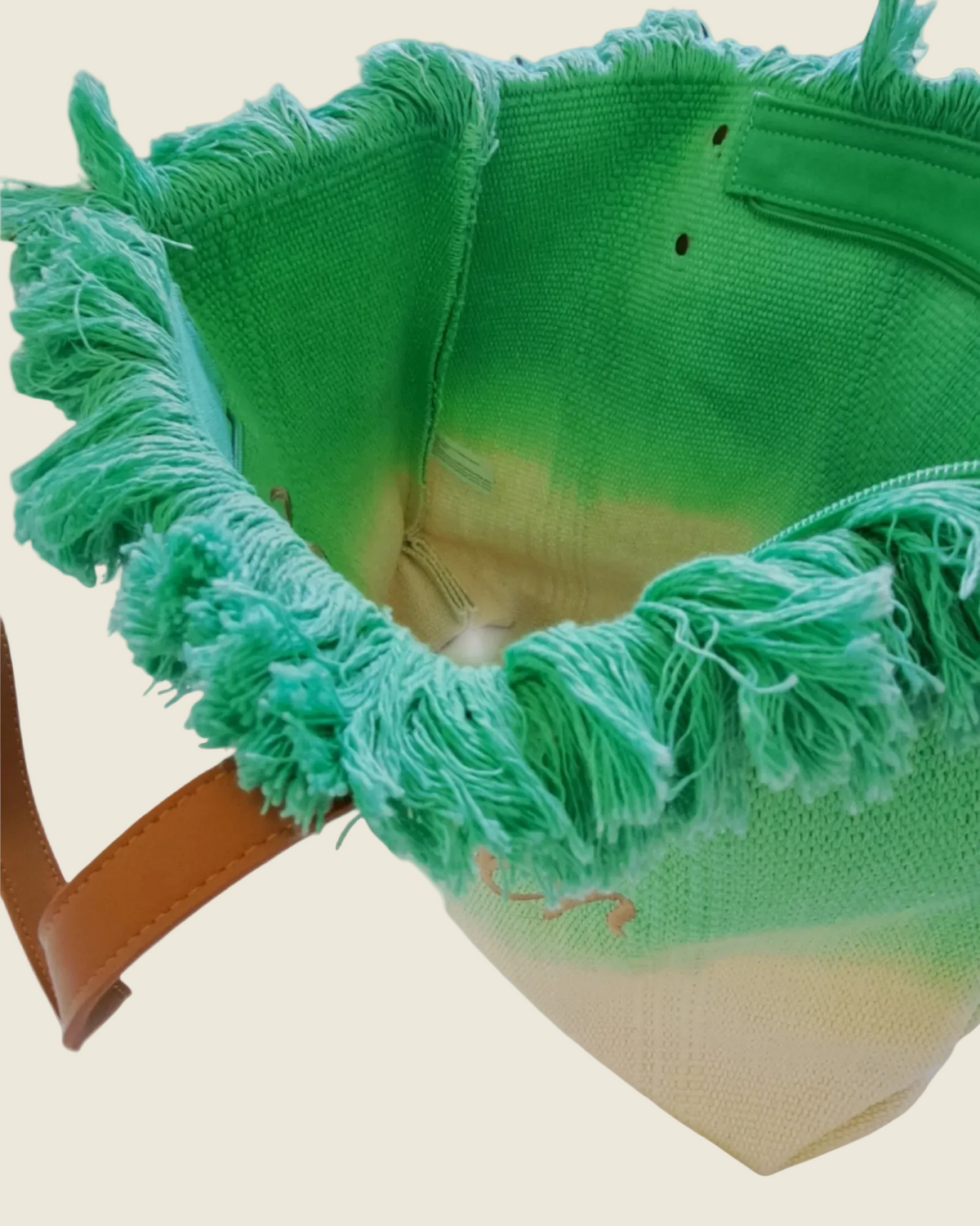 Intérieur sac cabas vert menthe grande capacité poche zippée