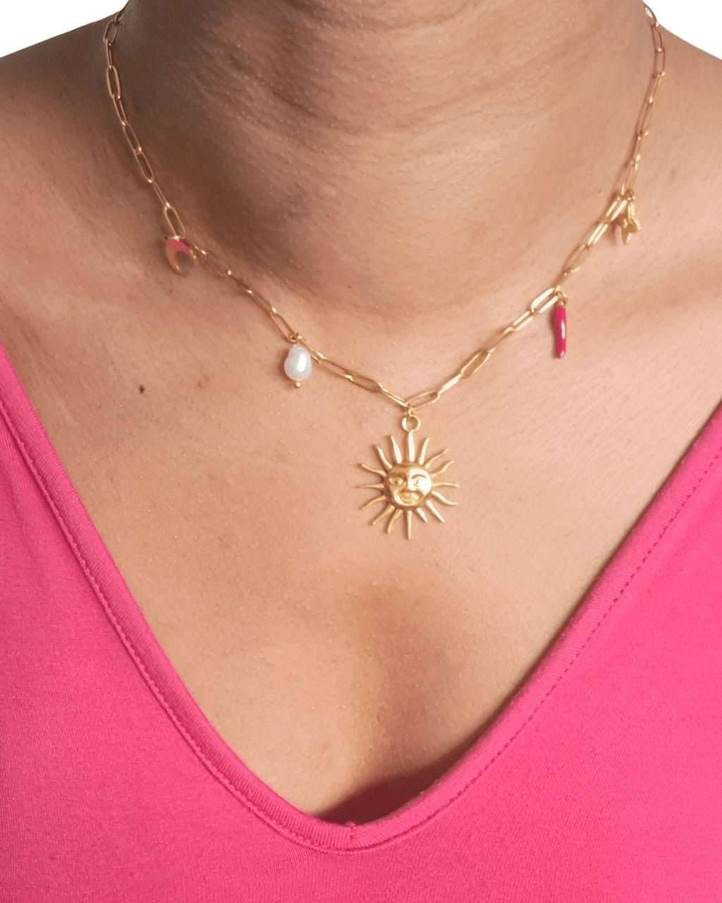 COLLIER GROSSES MAILLES BRELOQUES CHARMS EN ACIER INOXYDABLE DORÉ - MY SWIMWEAR'S SHOP