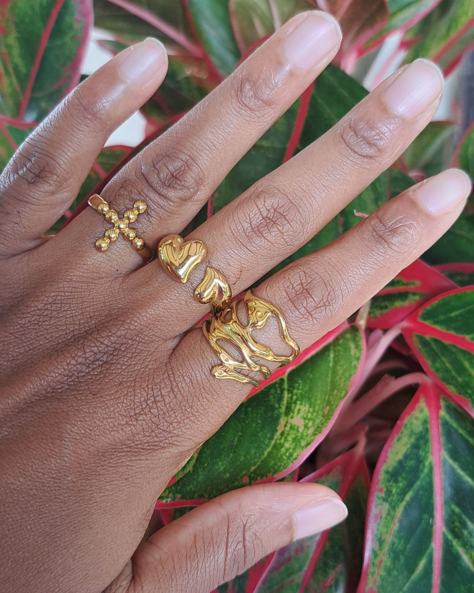 Bague femme en acier inoxydable dore tendance