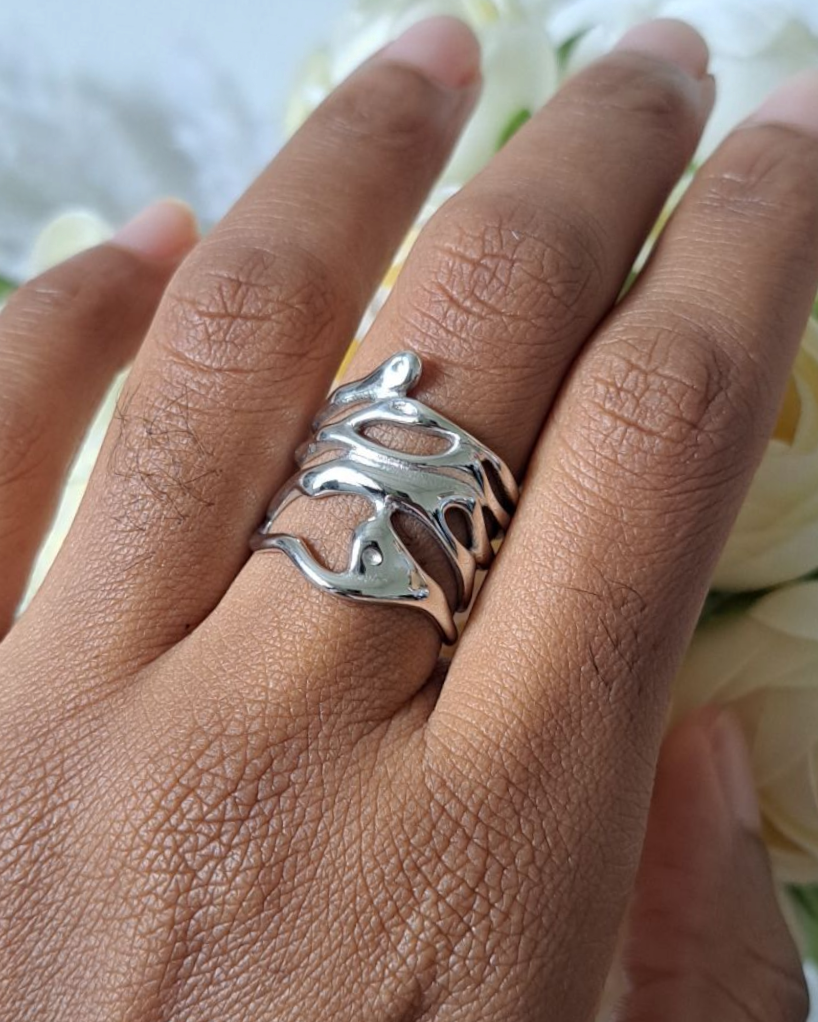 Bague en acier inoxydable argenté