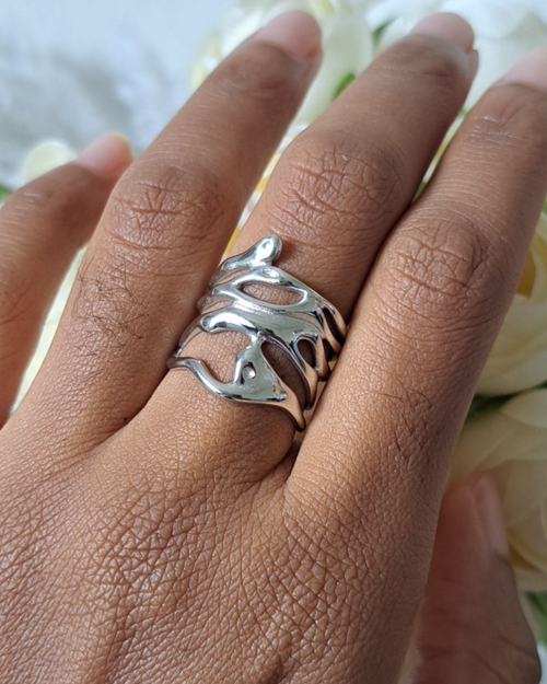 Bague en acier inoxydable argenté