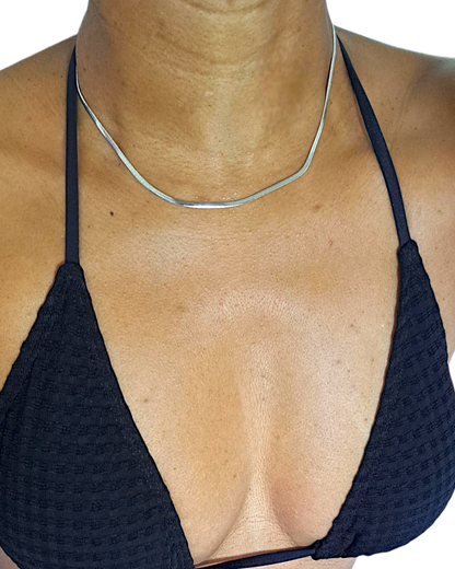 Collier ALICE - Mailles Plates En Acier Inoxydable Argenté