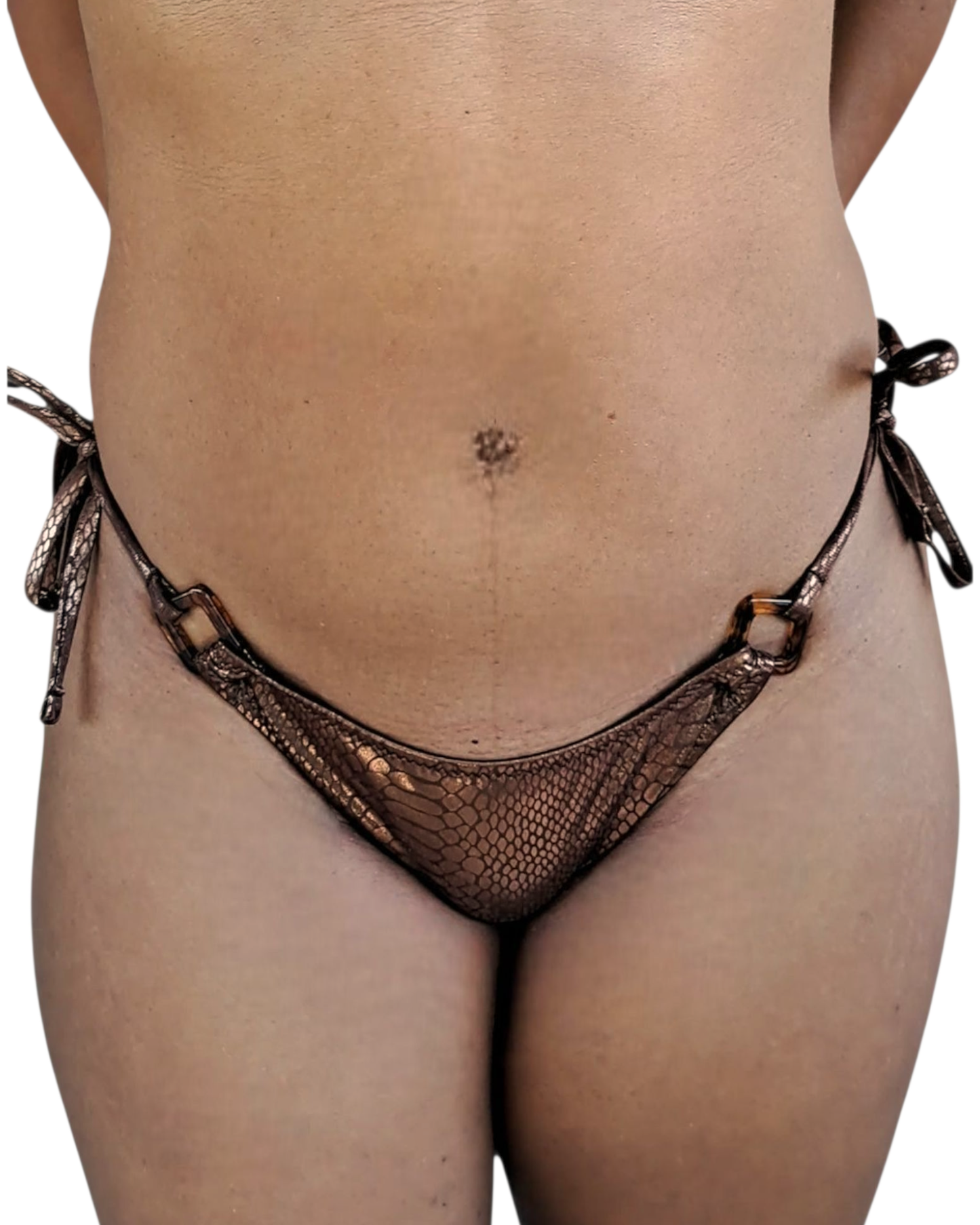 Bas Bikini SERENA - Marron Effet Peau de Serpent