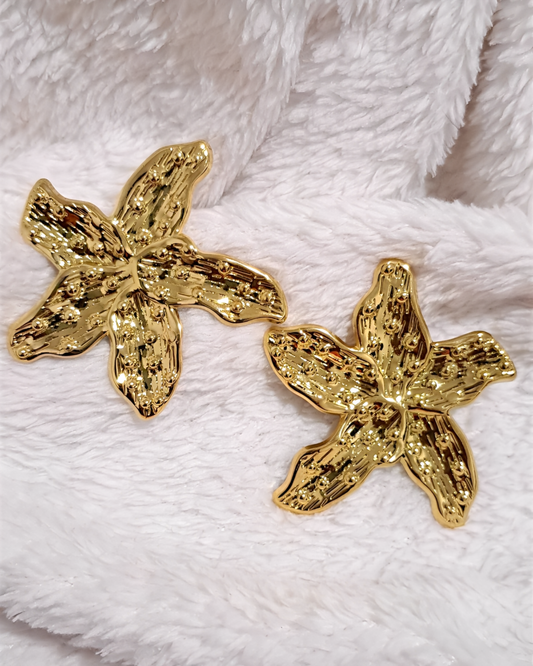 Boucles D'oreilles FLORA - Fleurs En Acier Inoxydable Doré