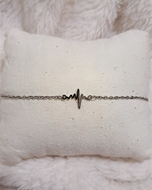 Bracelet Onde de Coeur Acier Inoxydable Argenté