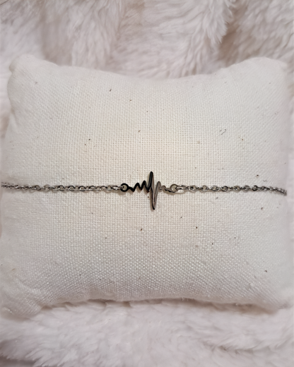 Bracelet Onde de Coeur Acier Inoxydable Argenté
