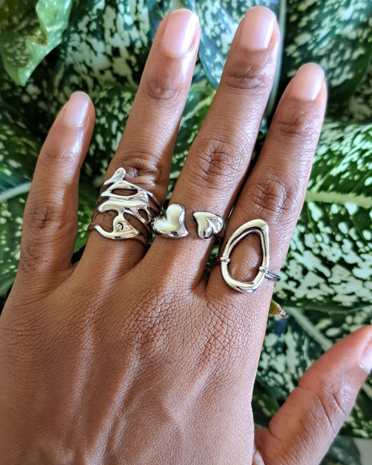 Lot de 3 Bagues - Acier inoxydable Argenté