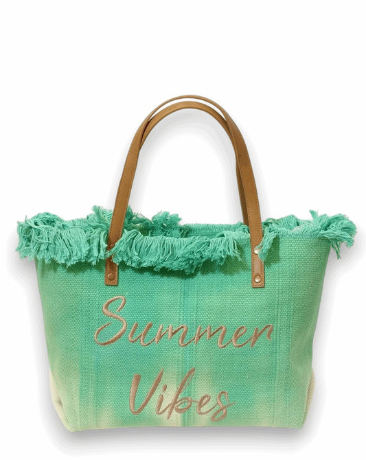 Light green beach tote bag