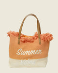 Sac cabas orange dégradé Summer Vibes franges coton tote bag vacances femme