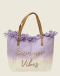 Sac cabas parme dégradé Summer Vibes franges coton tote bag vacances femme
