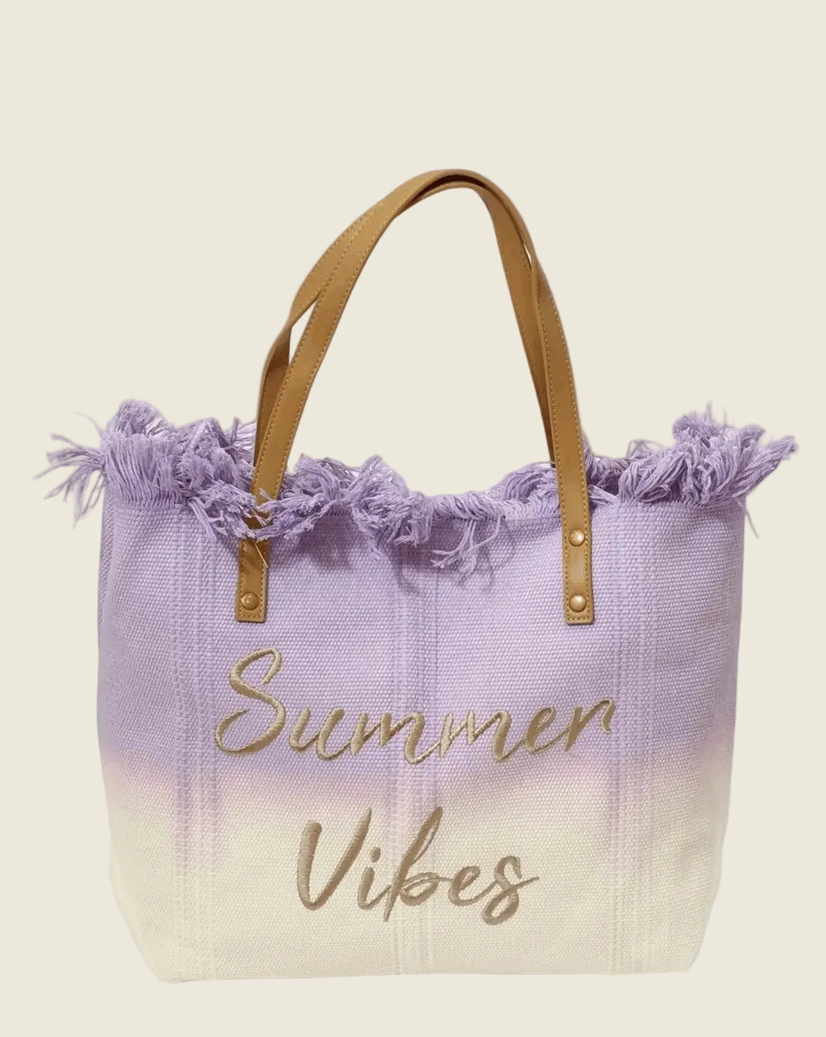 Sac cabas parme dégradé Summer Vibes franges coton tote bag vacances femme